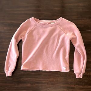 Girls Abercrombie & Fitch soft pink cropped sweatshirt w cut out back 11/12